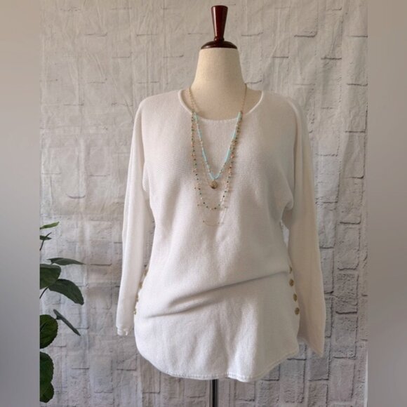 Michael Kors White Long Sleeve Batwing Knit Tunic, in Women’s Size XL - Picture 6 of 14